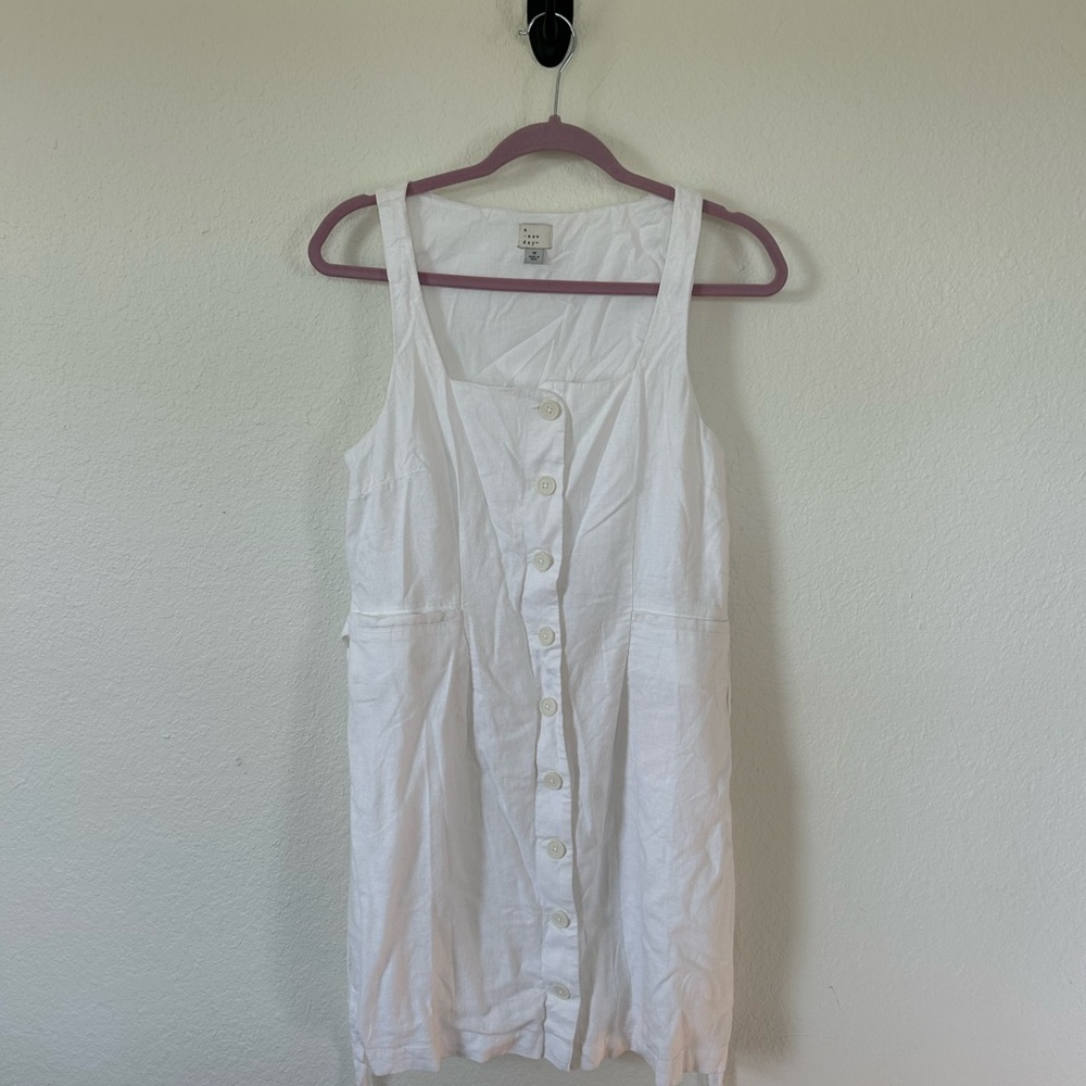 A New Day White Linen Dress